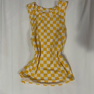 Yellow Checkered Sleeveless Top